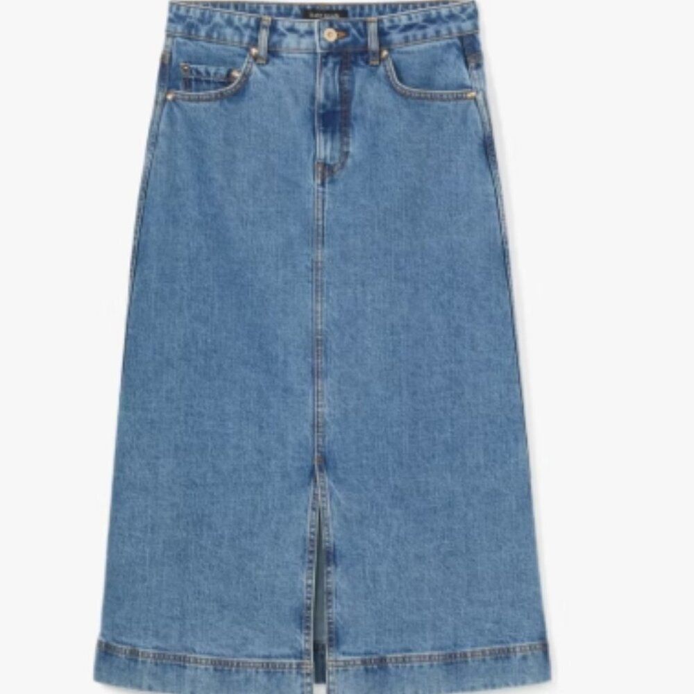 Like New! Kate Spade Denim Midi Skirt with Front Split in Size 27